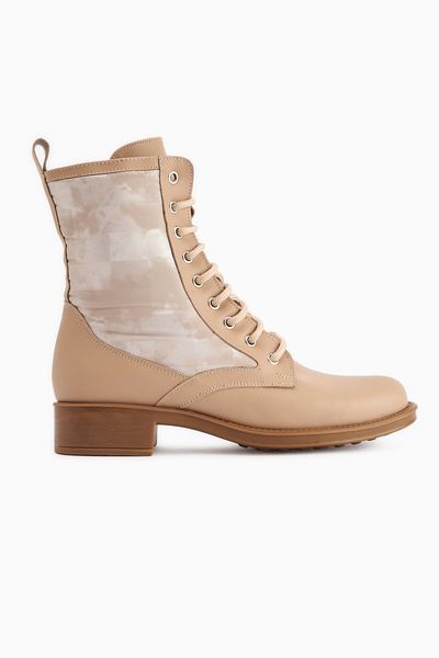 Limoya Chrissi Nud, Бежеві ботильйони з голографічним принтом і шнурівкою, жі...