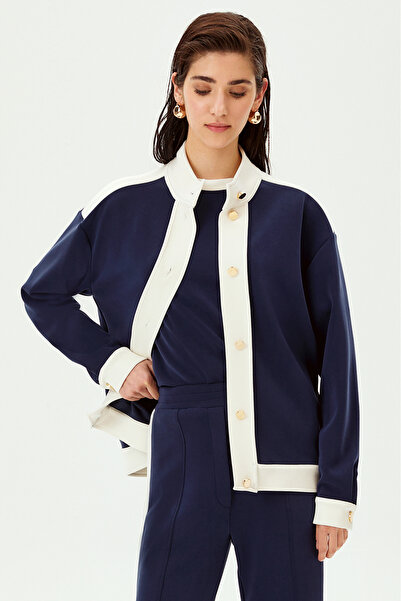 Allyco Gold Buttoned Contrast Striped Modal Fabric Blended Comfortable Fit Knitted Sweatsirt