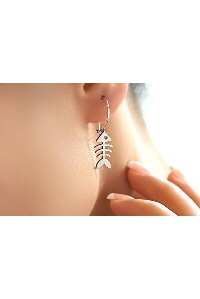 Nalia takı Balıkçı Kedi ve Kılçık Gümüş Küpe