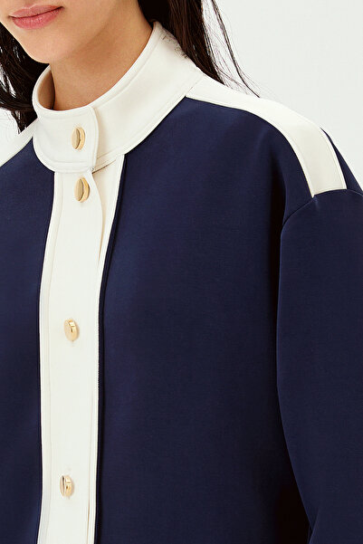 Allyco Gold Buttoned Contrast Striped Modal Fabric Blended Comfortable Fit Knitted Sweatsirt