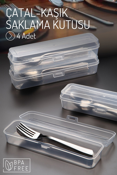 Nandy Home Set of 4 Cutlery Storage Box - Multi-Purpose Transparent Organizer
