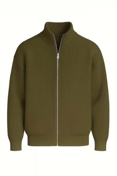 Valiberta Woody Oversize Селонік В'язаний Чоловічий Кардиган на Застібці- Хакі