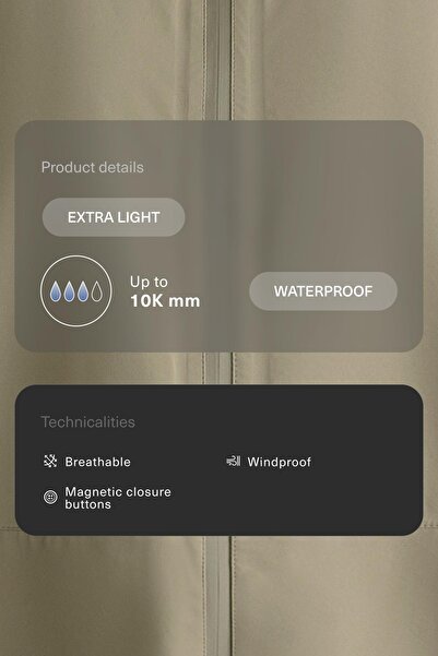 Oysho 10k su geçirmez, ekstra hafif uzun ceket