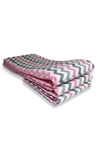 Bebek Özel (3 Pieces) Barrier Pink Gray Zigzag Starry For Baby Kids Crib Edge...