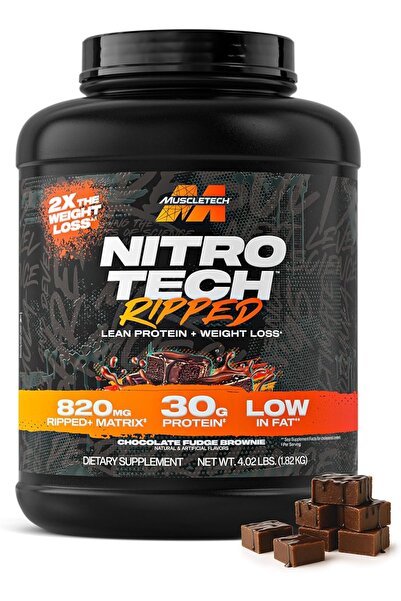 MUSCLETECH بروتين مصل اللبن Nitro-tech Ripped، لفقدان الوزن ودعم العضلات، كعك...