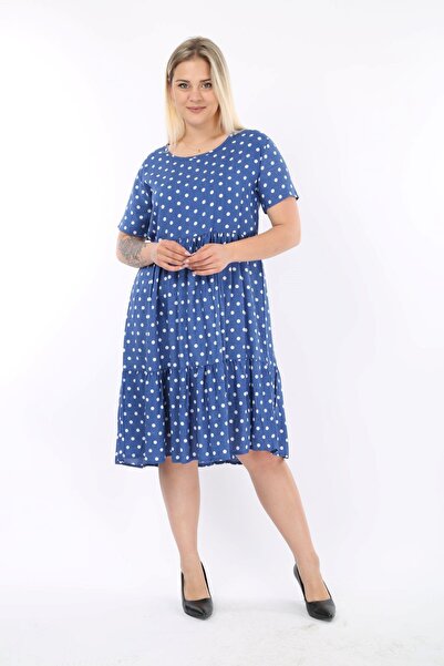 modayız Καλοκαιρινό φόρεμα με πόντους από υφαντό ύφασμα μεγάλου μεγέθους F1-2139