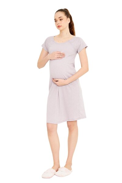 Luvmabelly Myra9585 kismama hálóing oldalsó kapcsokkal - lila csíkos