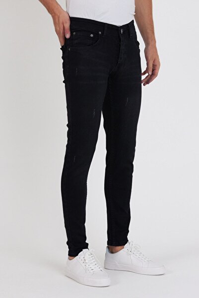 Newtime Pánské Slim Fit lycrové džíny černé barvy s černými detaily