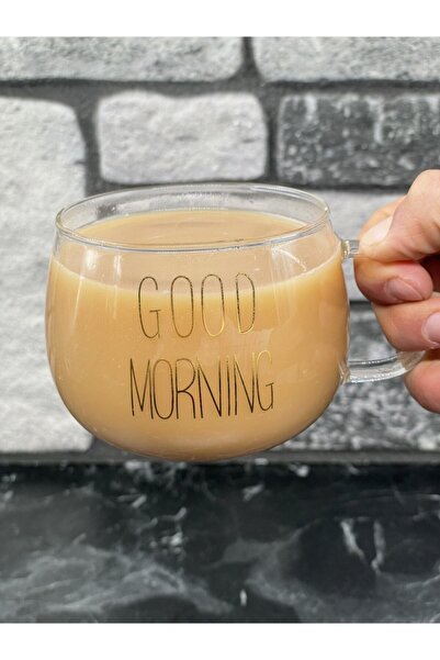 YzHome Gold Written Good Morning 400ml Borosilicate Glass Mug and Presentation Holder 1 Piece