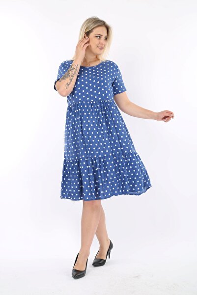 modayız Καλοκαιρινό φόρεμα με πόντους από υφαντό ύφασμα μεγάλου μεγέθους F1-2139