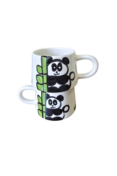 xemu طقم من كوبين مطرزين يدويًا بتصميم الباندا