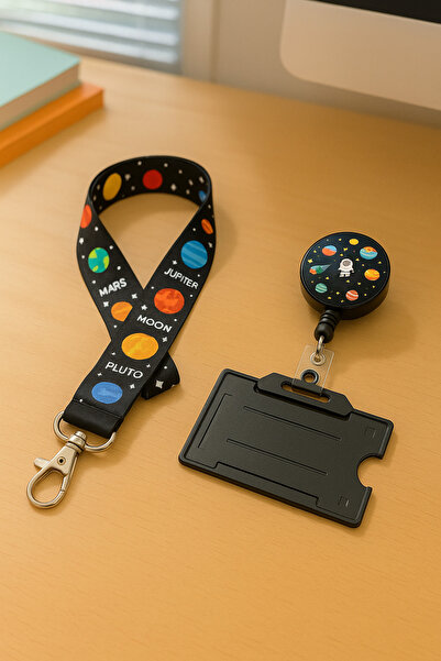 excarpin Planete Space Galaxy Concept Snur pentru gât Suport card Yoyo Set de...