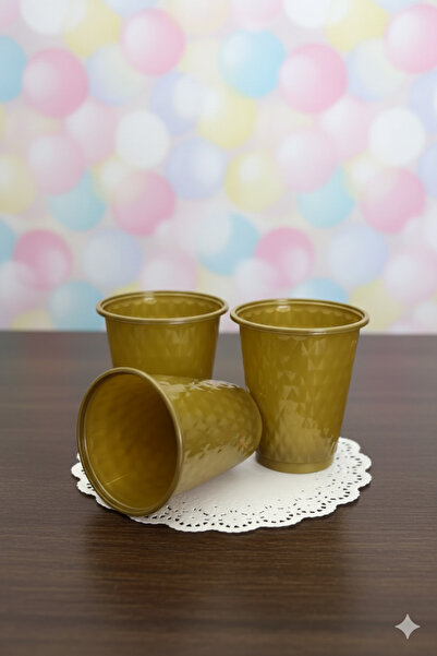 Deniz Party Store Gold Plastik Desenli Bardak 25 Adet 250 Cc