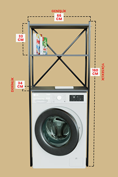 Hediyeler Kapında Askılıklı Çamaşır Makinesi Üstü Banyo Düzenleyici Raf Çok Amaçlı Organizer Antrasit