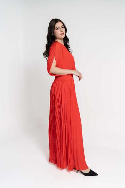 Nichii Short Sleeve Maxi Dress with Ruffle Details