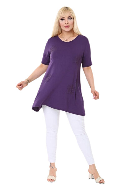 FİERTE Fierte Kadın Büyük Beden Bluz Bk23291 Taş Detay