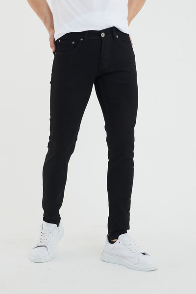 Newtime Ανδρικό παντελόνι ίσιο μαύρο (BLACK BLACK) Slim Fit Lycra