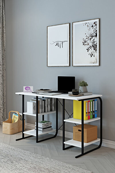 Morpanya Gila Metal Çalışma Masası 4 Raflı Laptop Bilgisayar Masası Ofis Ders...