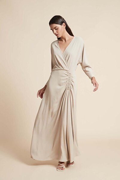 Nichii Solid 3/4 Sleeve Maxi Dress