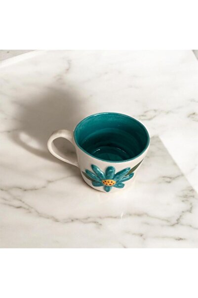 MOSHOME Embossed Flower Pattern Handmade Mug, Tea and Coffee Cup