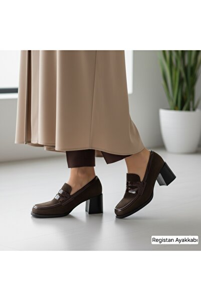 Registan Shoes Retro Kalın Topuklu Ayakkabı Slim Kalıp