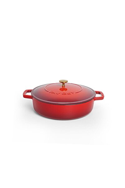 VAV GET Enameled Cast Iron Dutch Oven Braiser. 28cm, 3.79L, Cherry Red