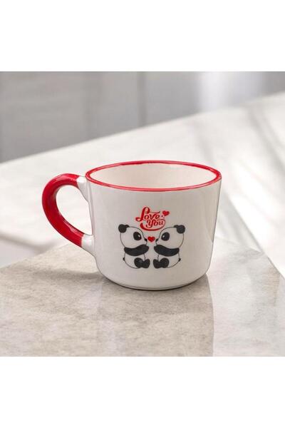 MOSHOME Yılbaşı Özel Panda Love You Temalı Özel Seramik Kupa, Çay Ve Kahve Fi...