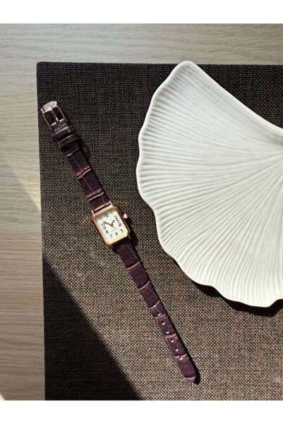 rubsey Retro Minimal Deri Kordon Vintage Kadın Kol Saati Rose Kasa