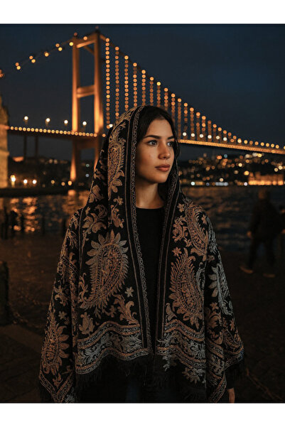 fiore fashion ȘAL DE PASHMINĂ DE CAZMIR DE LUX BRODAT DE MĂTASE CREWEL