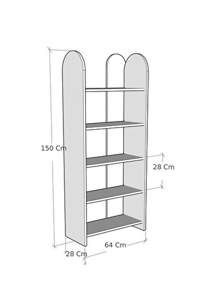 Limnizza 5 Raflı Kitaplık Çok Amaçlı Raf Ünitesi Dekoratif Düzenleyici Salon Ofis Genç Odası Çalışma Odası