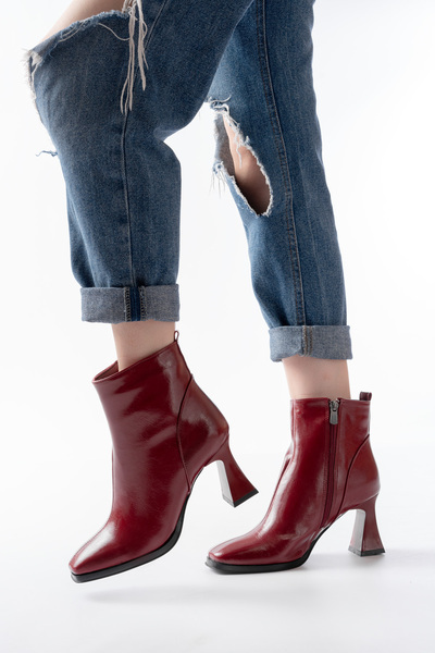 wolfcity Bordo Bot Yeni Küt Burun Kadın Aykkabı 8-0-2