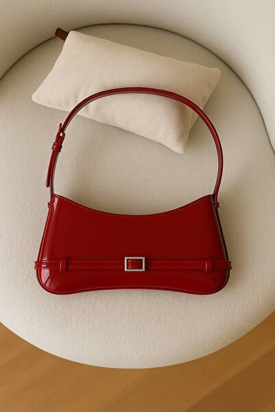 NİSSEA Kadın Kemer Detay Rugan Retro Baget Çanta