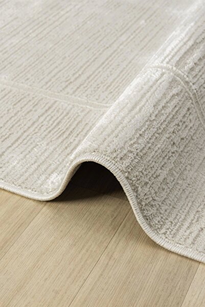 Eliz Home Modern Dokuma Halı Bordürlü Krem Halı Yıkanabilir Oturma Odası Halısı Salon Halısı Mutfak