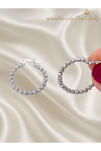 lpsankara Dorika Topları ile Süslü Gümüş Taşsız Halka Küpe