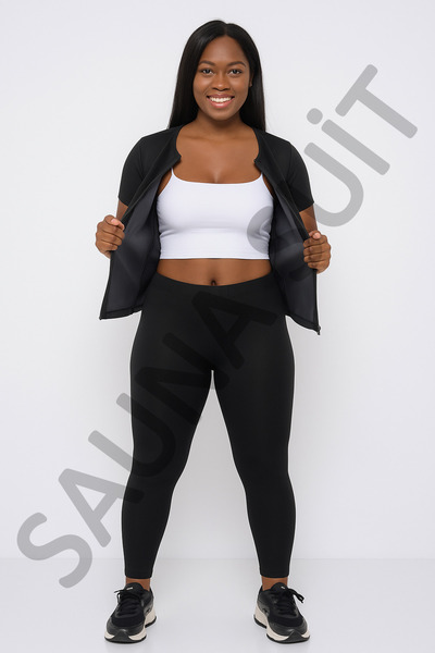 SAUNA SUIT Thermal Corset Tights and Zipper Short Sleeve Set - Original