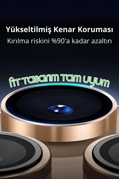 Evax (SAFIR) Iphone 16 Pro Max / 16 Pro Uyumlu Safir Kamera Lens Koruyucu Kolay Kurulum Aparatlı