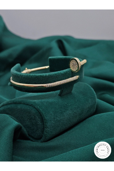 Luminosity Graft 925 Ayar Gümüş Çivi Model Altın Kaplama Yarı Zirkon Taşlı Ka...