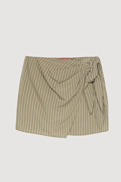 Quzu Міні-спідниця з воланами та смужками, хакі