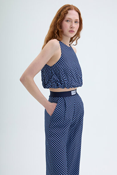 Quzu Μπλούζα με στίγματα με χαμηλή πλάτη Navy Blue