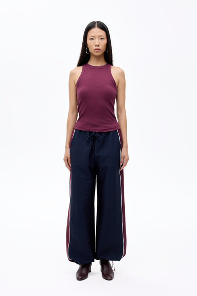 Quzu Halter Neck Basic Ribbed Singlet Plum