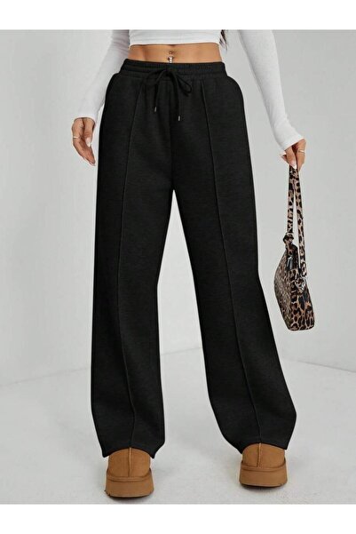 Polo State Μαύρο παντελόνι με ψηλόμεσο 3-κλωνο σχέδιο