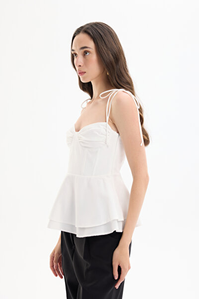 Quzu Μπλούζα με κορδόνια με εσώρουχο εκρού