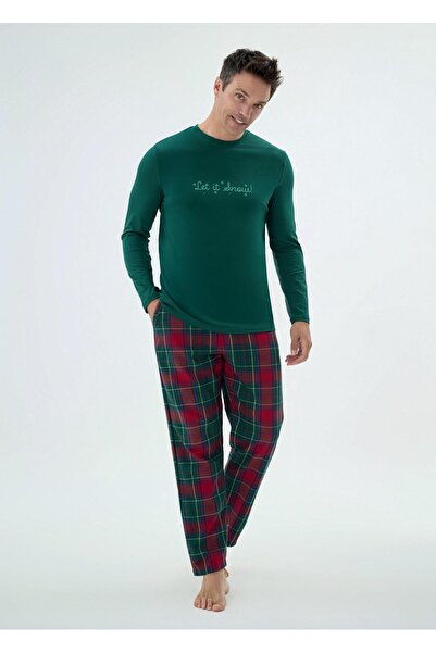 Svm Svman 9647 Green and Red Plaid Pajama Set'Father Son Family Combination Can Be Matched'