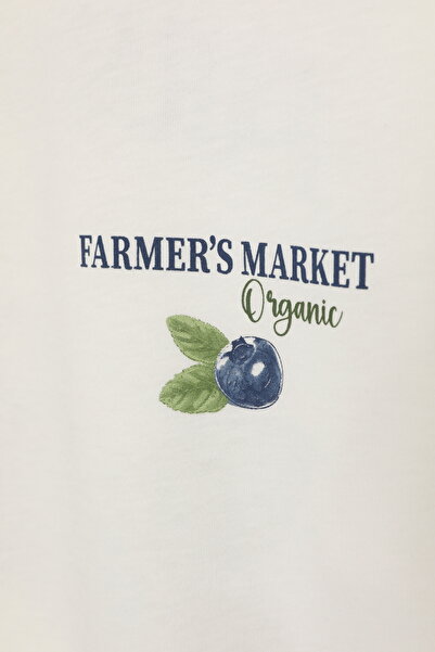 Quzu تي شيرت مطبوع بالتوت الأزرق إكرو