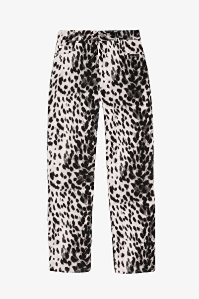 Quzu Leopard Pattern Trousers Black