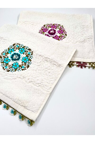 EvremStore El Yapımı İkili İğne Oyası Çeyizlik & Hediyelik Mutfak Havlusu 30x50
