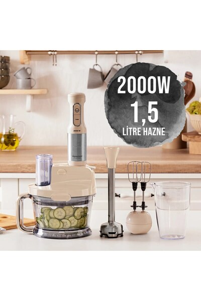 Karaca Doğrayıcı Dilimleme Et doğrama 2000W Kulplu 1,5LT Hazneli Mutfak Robotu