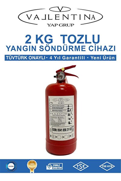 VALLENTİNA 2 KG YANGIN SÖNDÜRME CİHAZI TSE-HYB/CE BELGELİ 4 YIL GARANTİLİ (TÜVTÜRK ONAYLI)