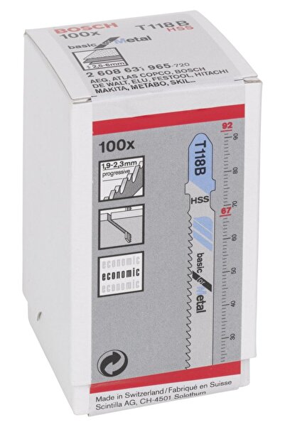 Bosch Ekonomik Seri Metal İçin T 118 B Dekupaj Testeresi Bıçağı - 100'Lü Paket