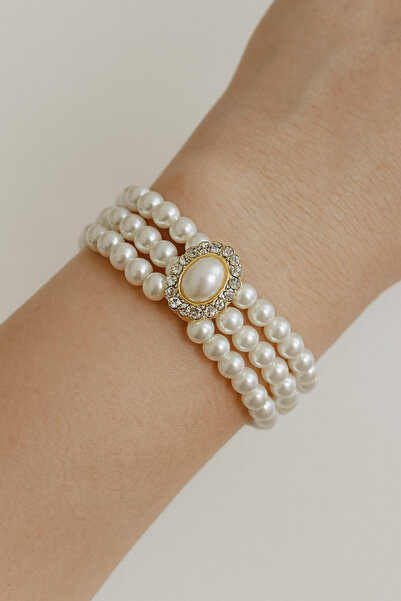 LIVOSH سوار من الذهب مع بروش من اللؤلؤ والجواهر